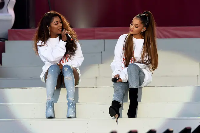 Victoria Monét and Ariana Grande at the One Love Manchester benefit concert