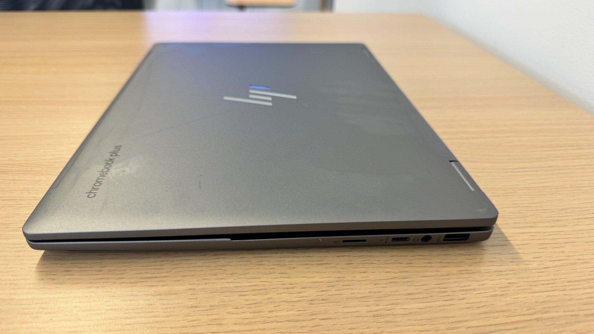 The cover of the HP Chromebook Plus x360 14c