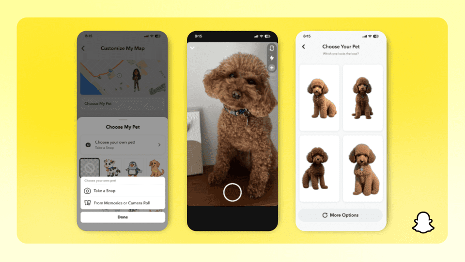 Snapchat’in en son ücretli avantajı evcil hayvanınızın AI Bitmoji’sidir