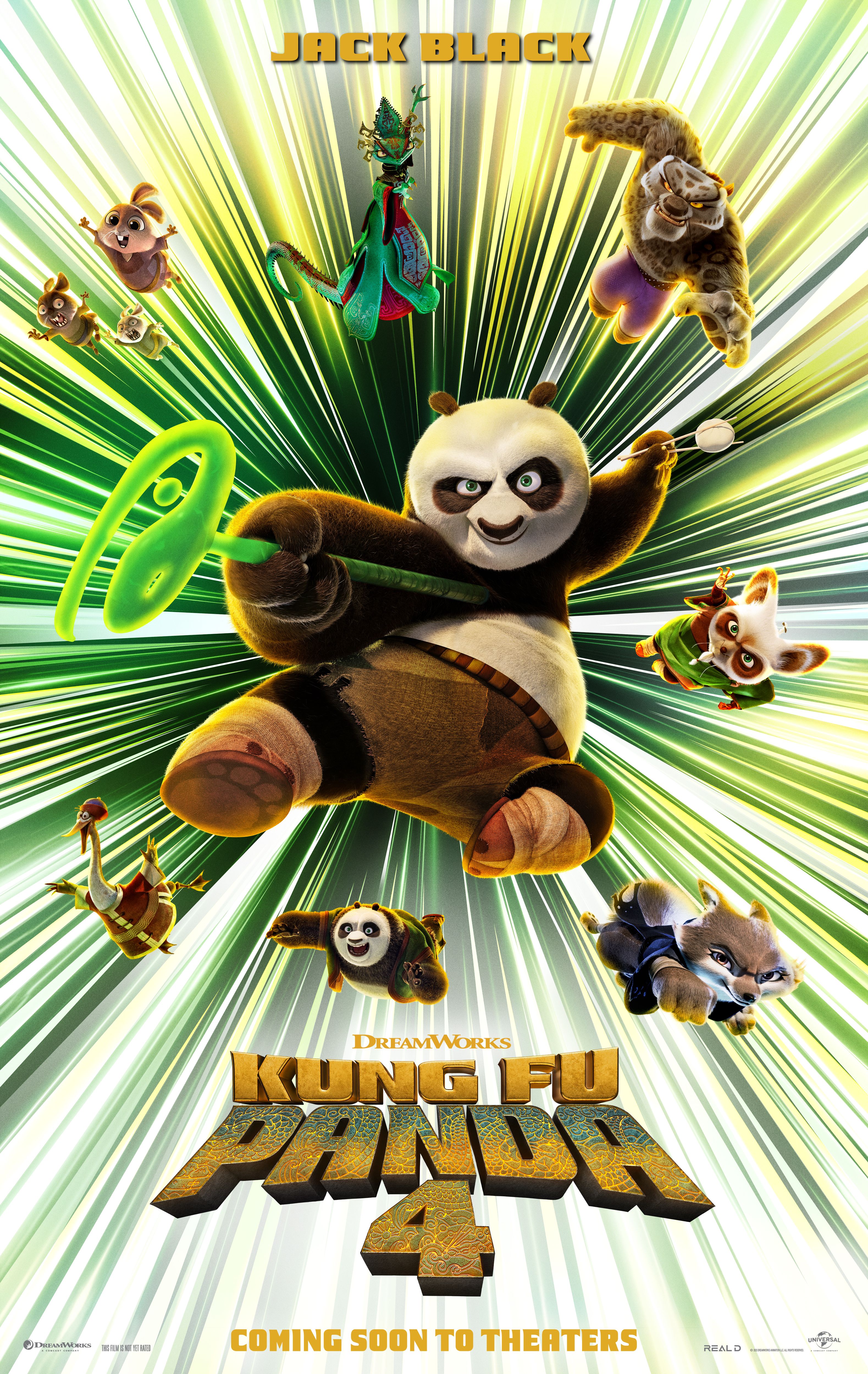 Po ve Havada Uçan Yardımcı Karakterlerin Yer Aldığı Kung Fu Panda 4 Posteri
