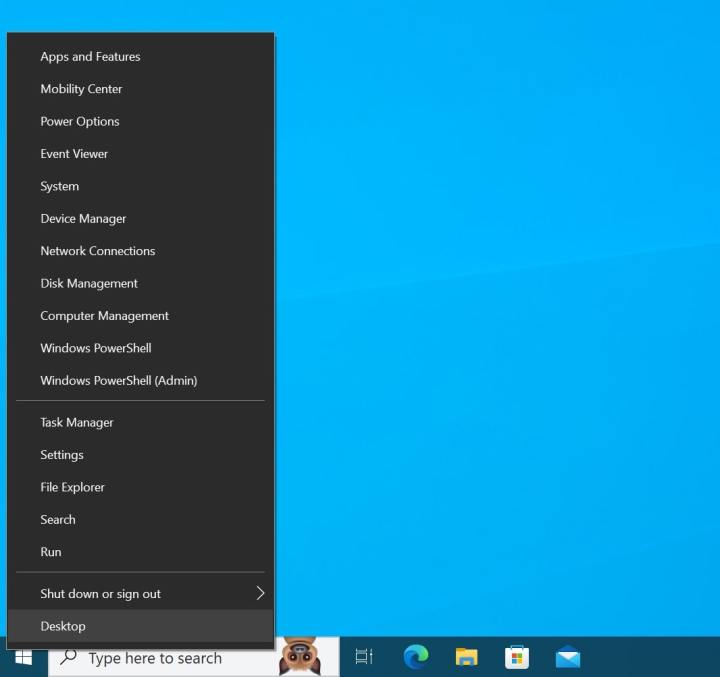 Windows 10'da sağ tıklama menüsünün ekran görüntüsü