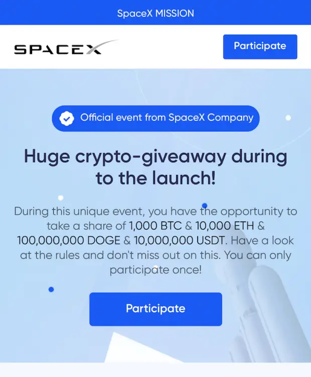 Sahte SpaceX web sitesi