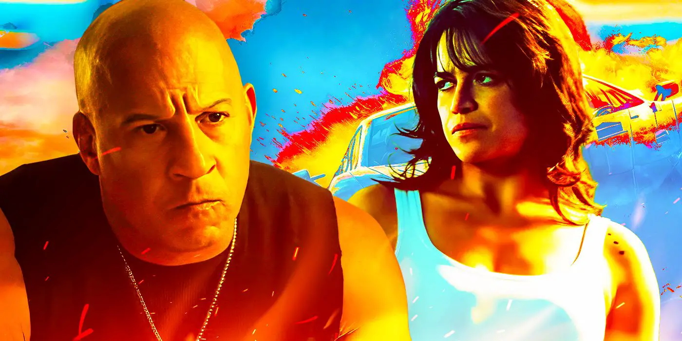 Hızlı ve Öfkeli'de Dom Toretto (Vin Diesel) öfkeli görünürken Letty (Michelle Rodriguez) etkilenmemiş görünüyor