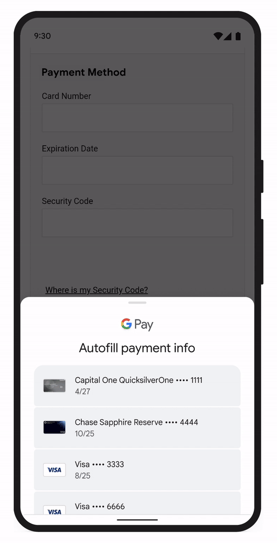 Checking Google Pay Autofill