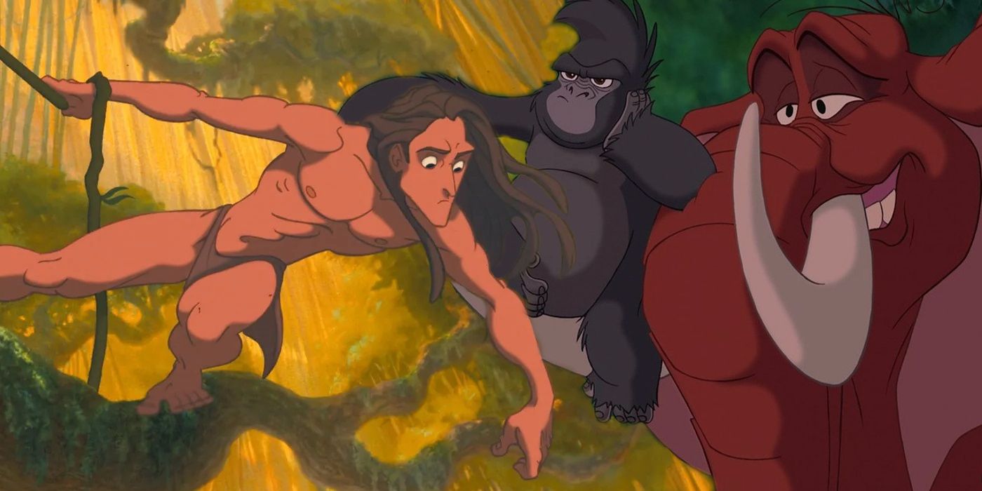 Disney'in Tarzan'ındaki Tarzan, Türk ve Tantor kolajı.-1