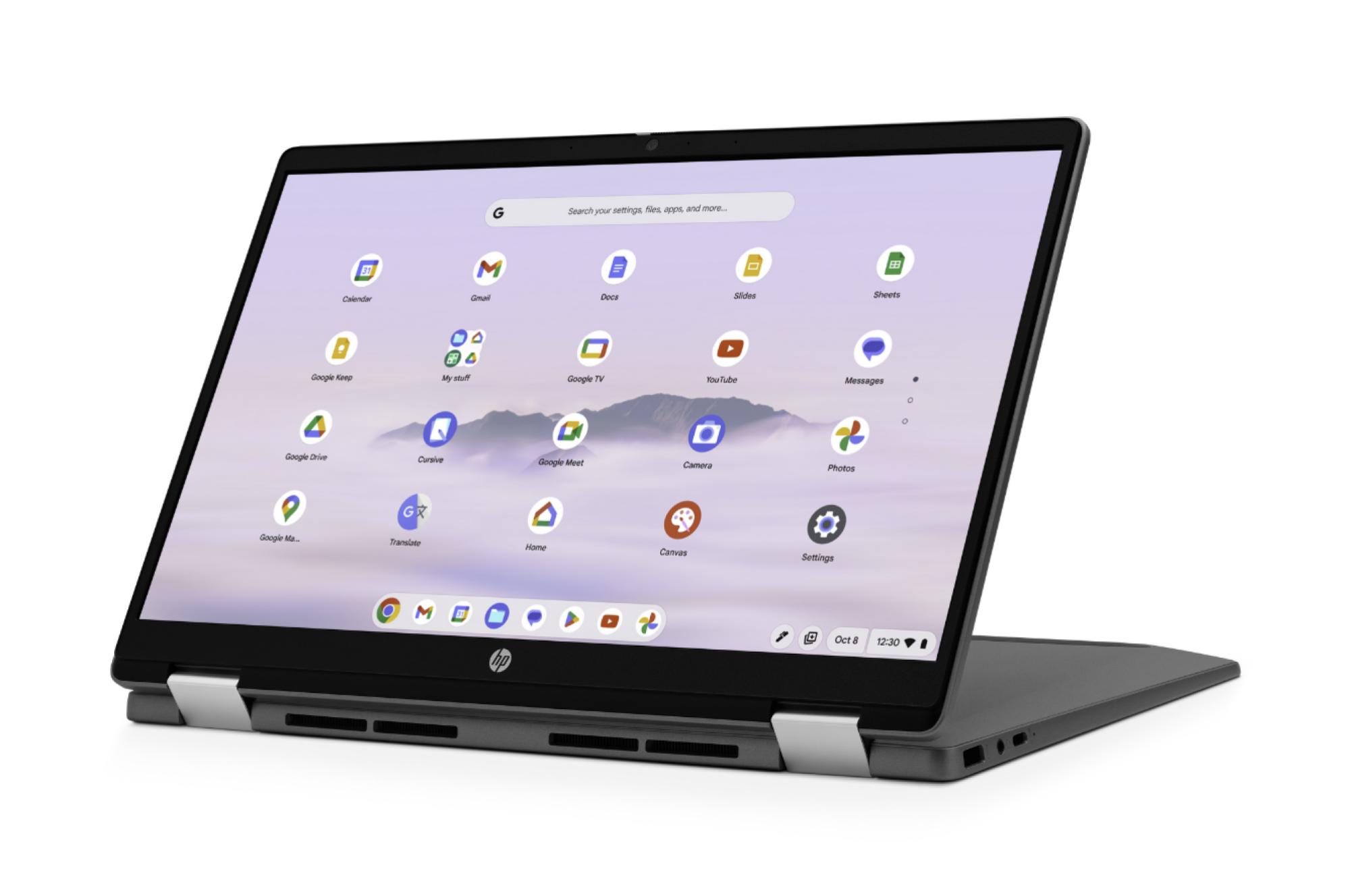 the 14-inch HP Chromebook Plus x360 in tablet mode