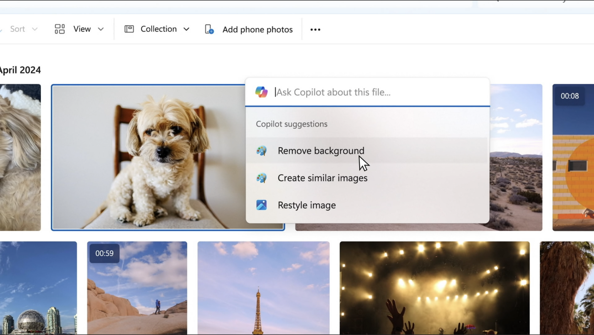 Extract a background from a photo in File Explorer