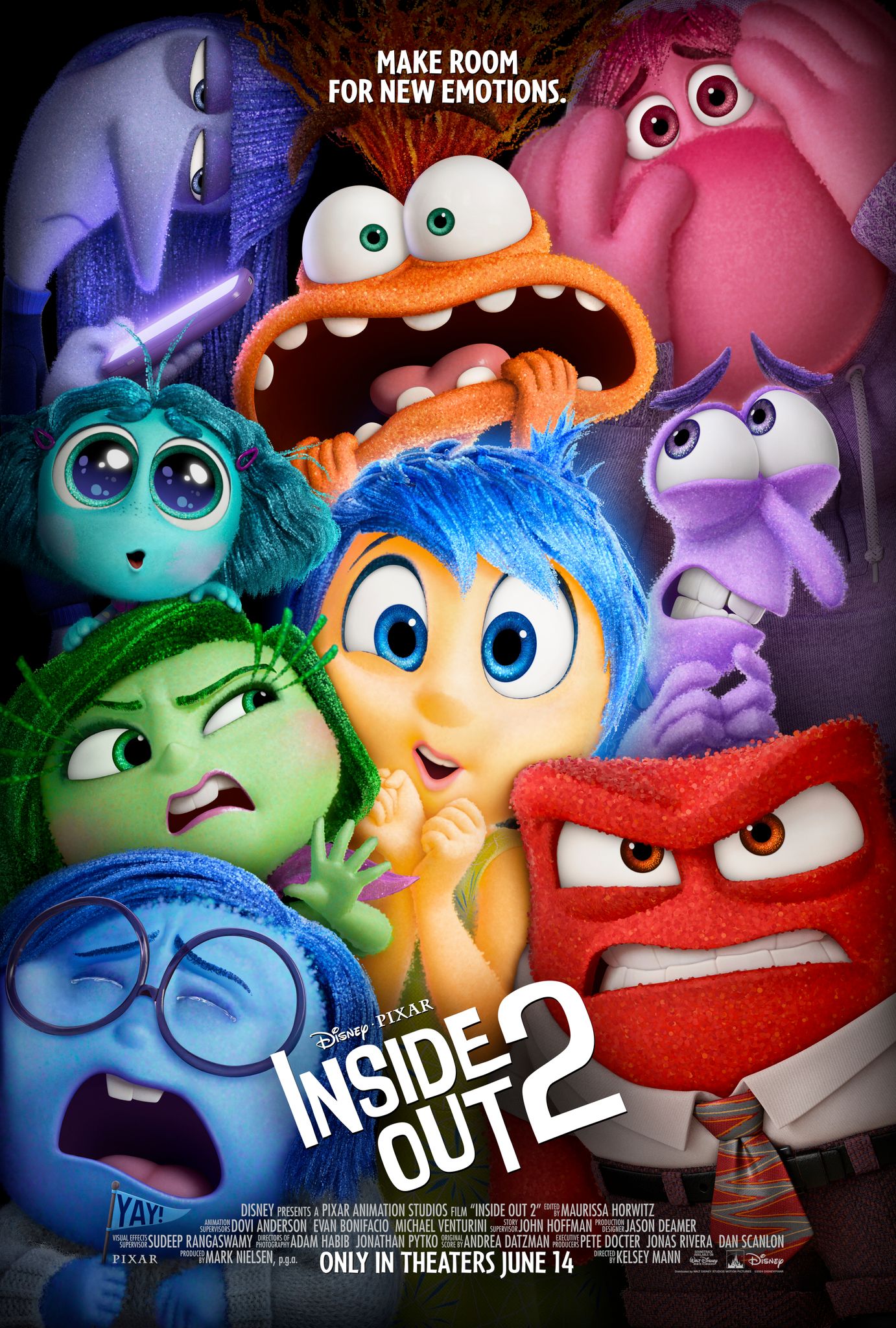 Inside Out 2 poster showing joy and other emotions squashed together