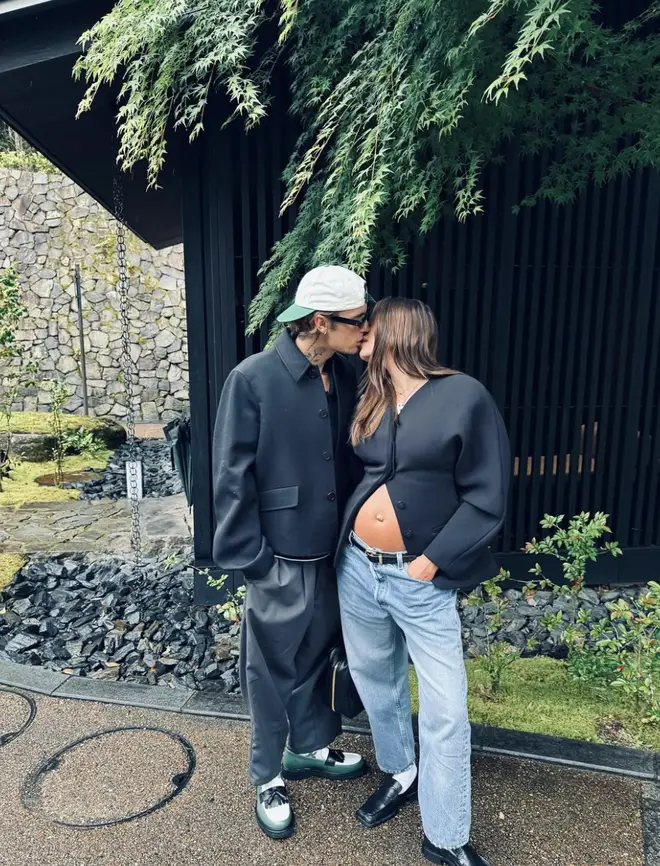Justin Bieber shows off his wife and mom-to-be, Hailey