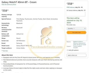 Galaxy Watch 7 Amazon listing