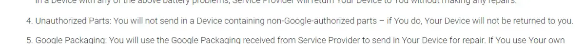 Google Service and Repair Snippet
