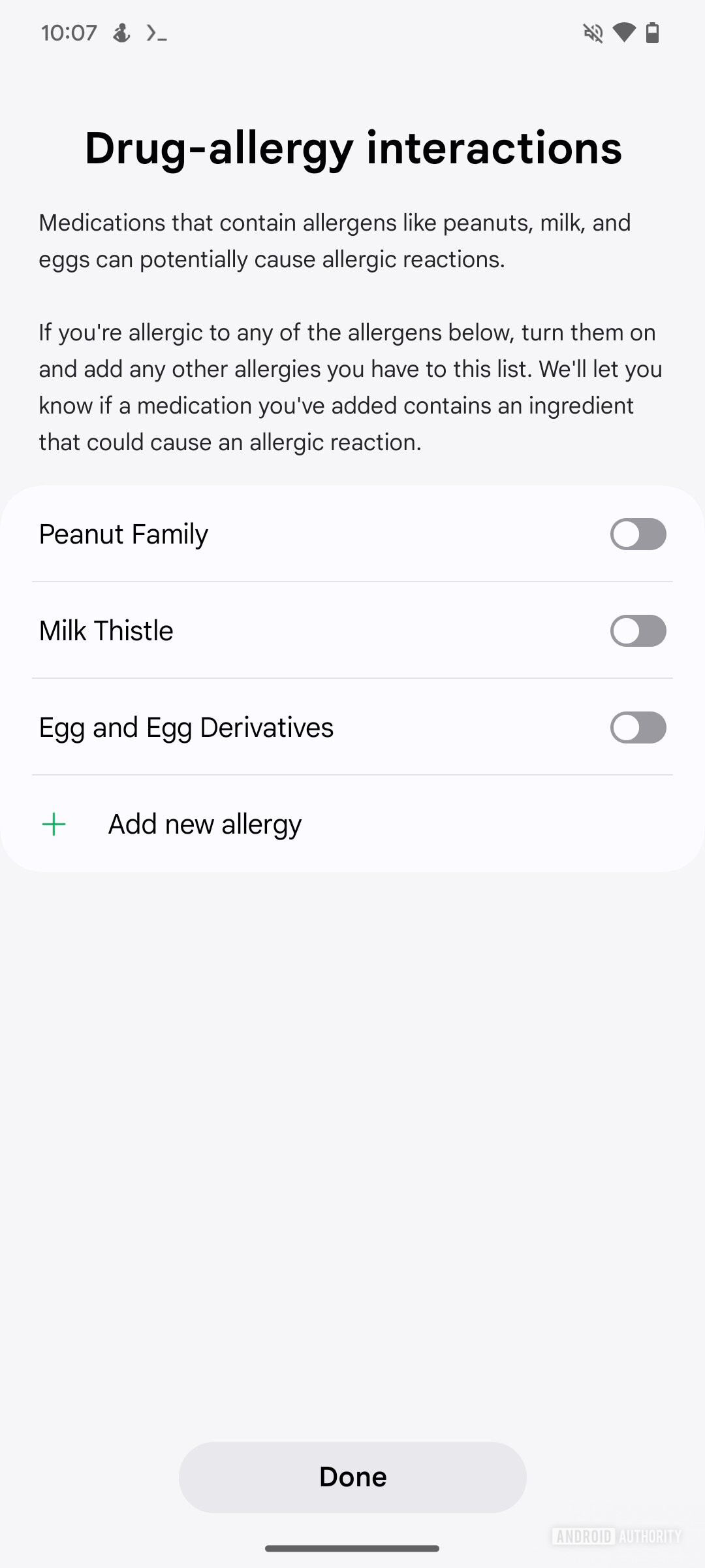 Allergic Drug Interactions with Samsung Health