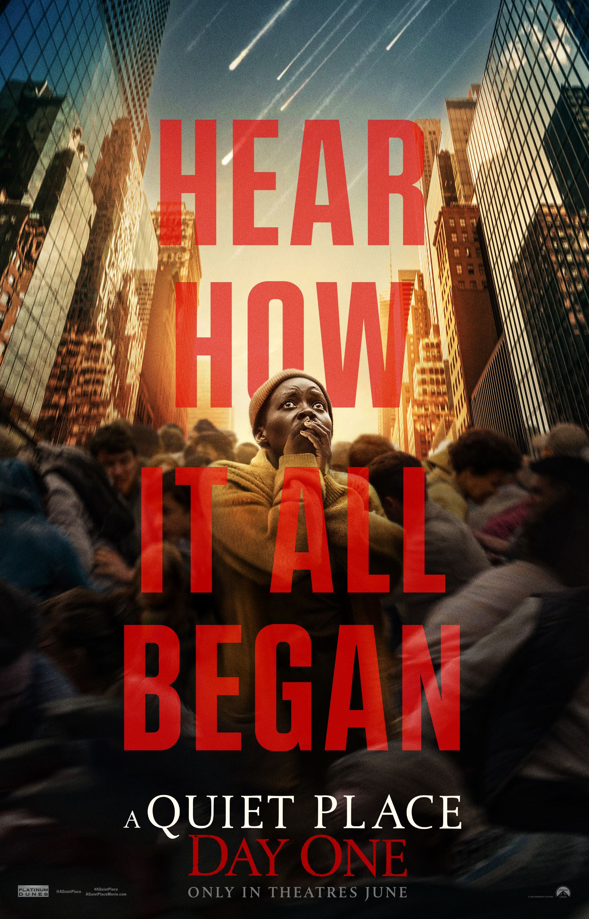 A Quiet Place Day 1 Poster Showing Lupita Nyong'o Covering Her Mouth