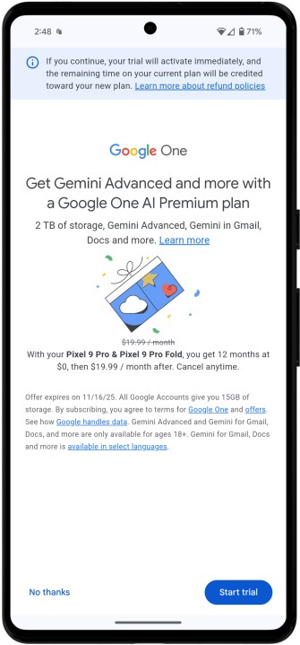 Gemini uygulamasında Gemini Advanced'e kaydolun.