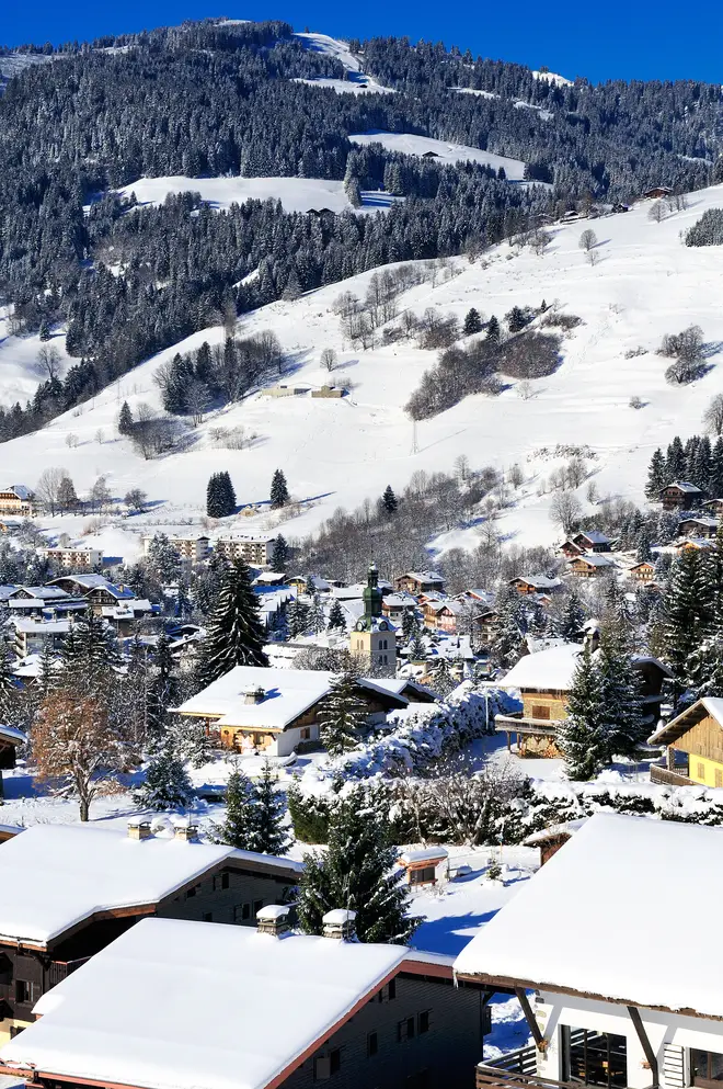 Megeve Dağ Köyü'nün Yukarıdan Görünümü, Fransız Alpleri