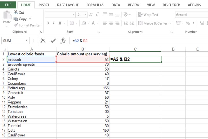 Excel'de formül kullanmadan birleştirme fonksiyonunun uygulanması.