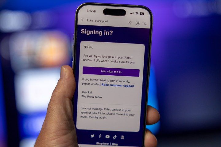Roku hesabınıza giriş yapmaya çalıştığınızda aldığınız e-posta.