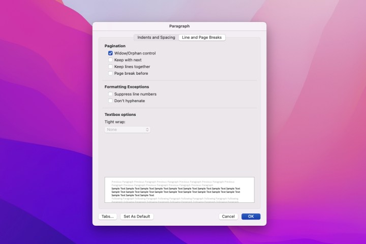 word mac paragraf sayfalamasında sayfa sonu nasıl kaldırılır