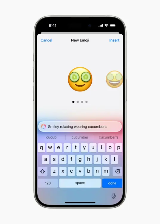 iPhone, Genmoji kullanan Apple Intelligence'ı gösteriyor