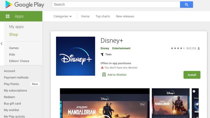 Google Play'de Disney+