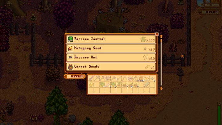 Raccoon Wife, Stardew Valley'de alışveriş yapıyor.